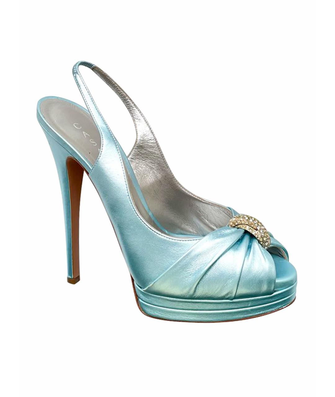 CASADEI Голубые кожаные свадебные туфли на высоком каблуке, фото 1