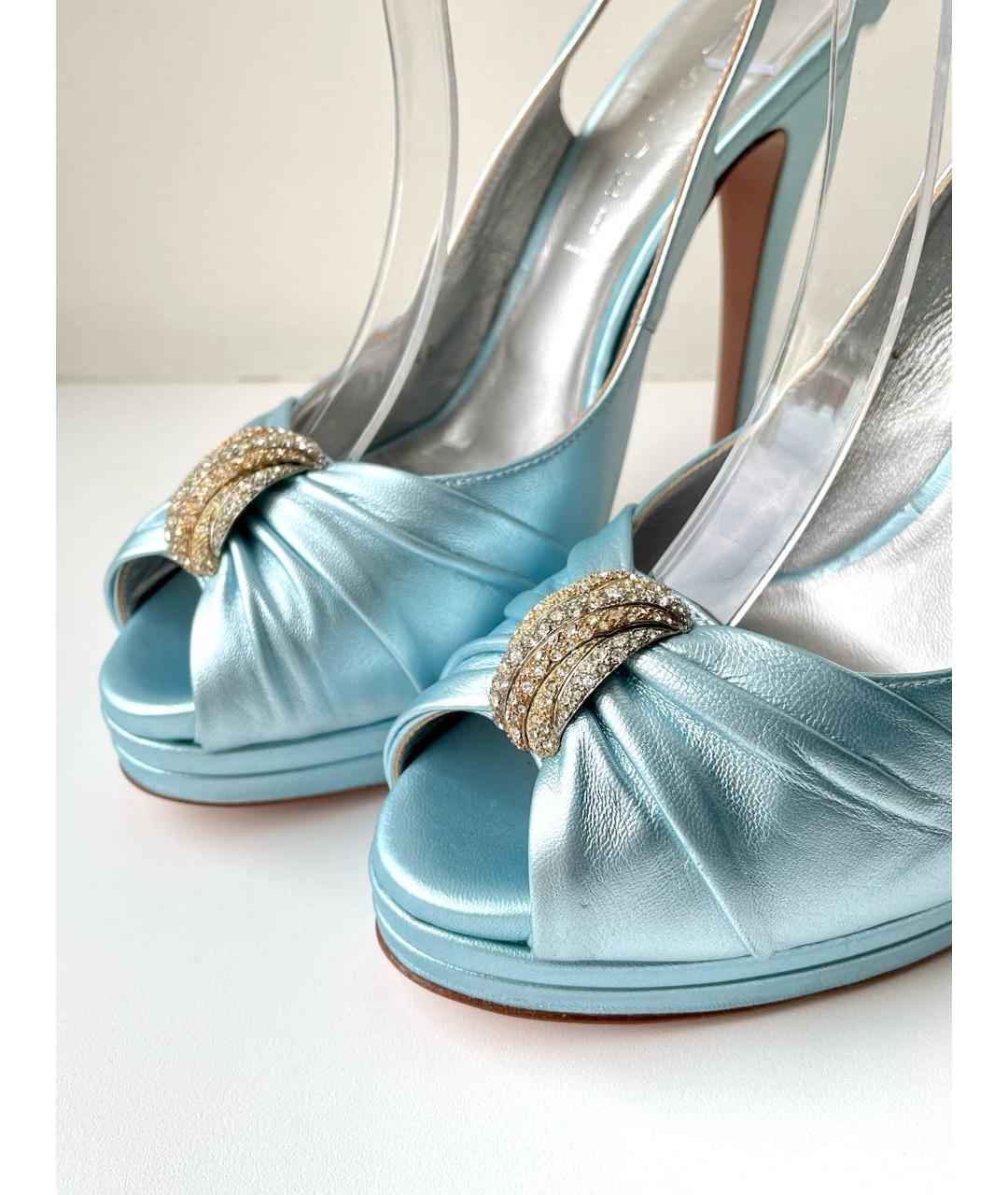 CASADEI Голубые кожаные свадебные туфли на высоком каблуке, фото 6
