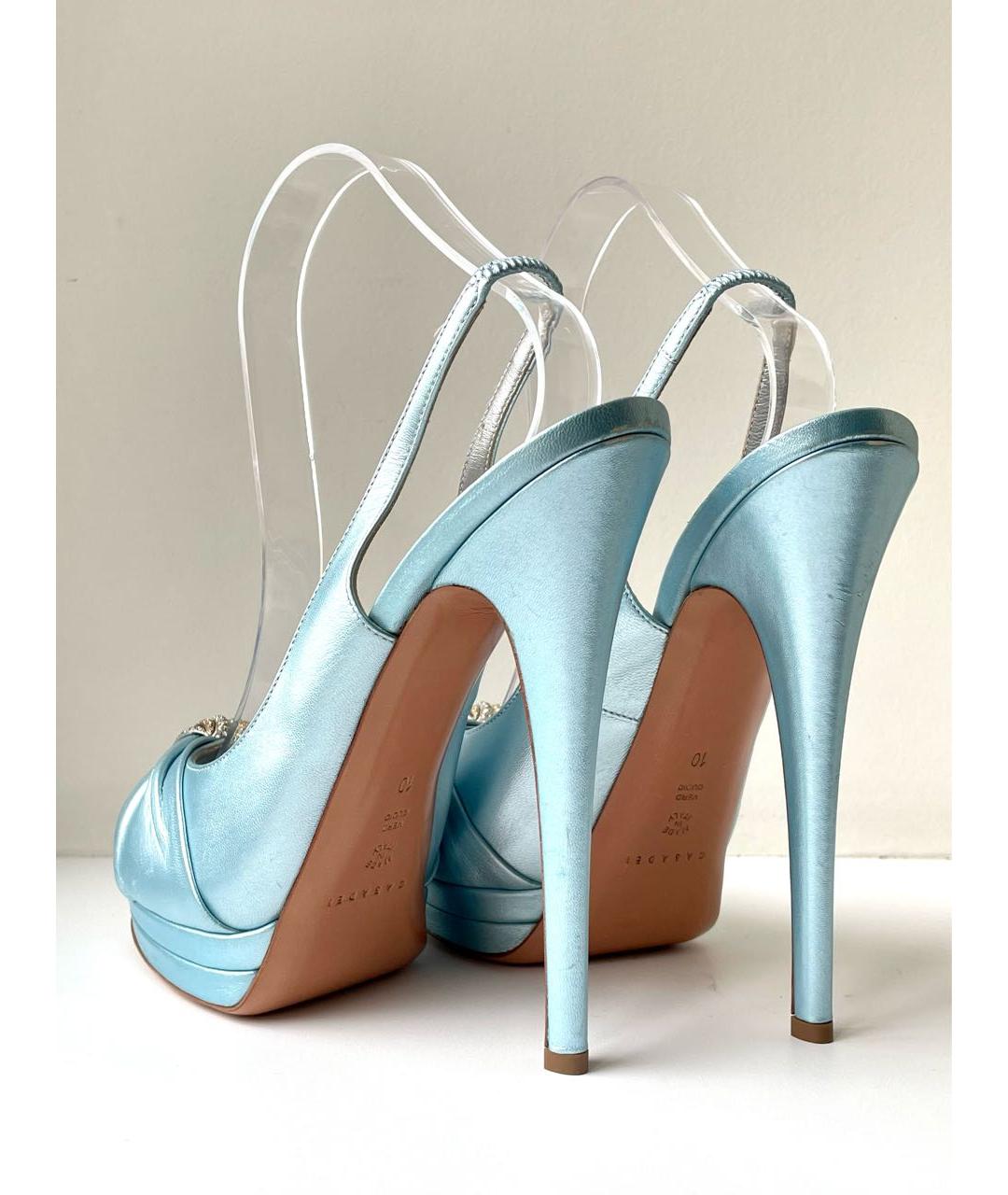 CASADEI Голубые кожаные свадебные туфли на высоком каблуке, фото 5