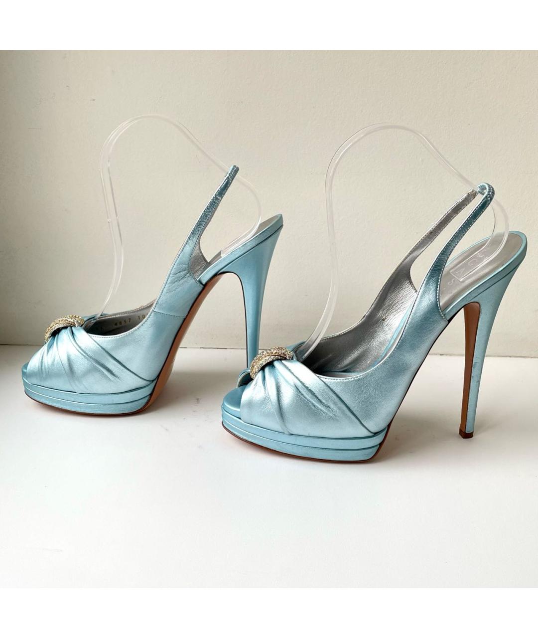 CASADEI Голубые кожаные свадебные туфли на высоком каблуке, фото 2
