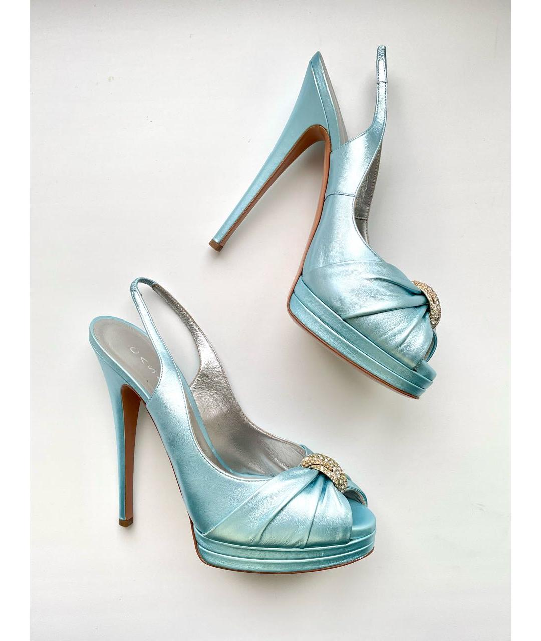 CASADEI Голубые кожаные свадебные туфли на высоком каблуке, фото 9