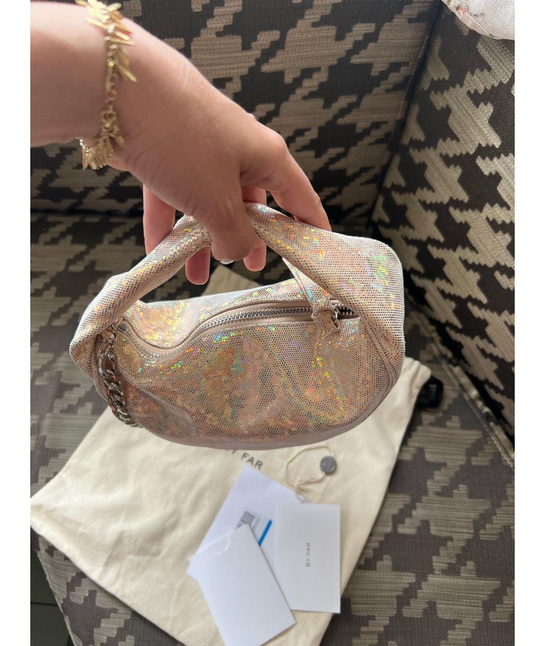 BY FAR Бежевая кожаная сумка с короткими ручками, фото 6