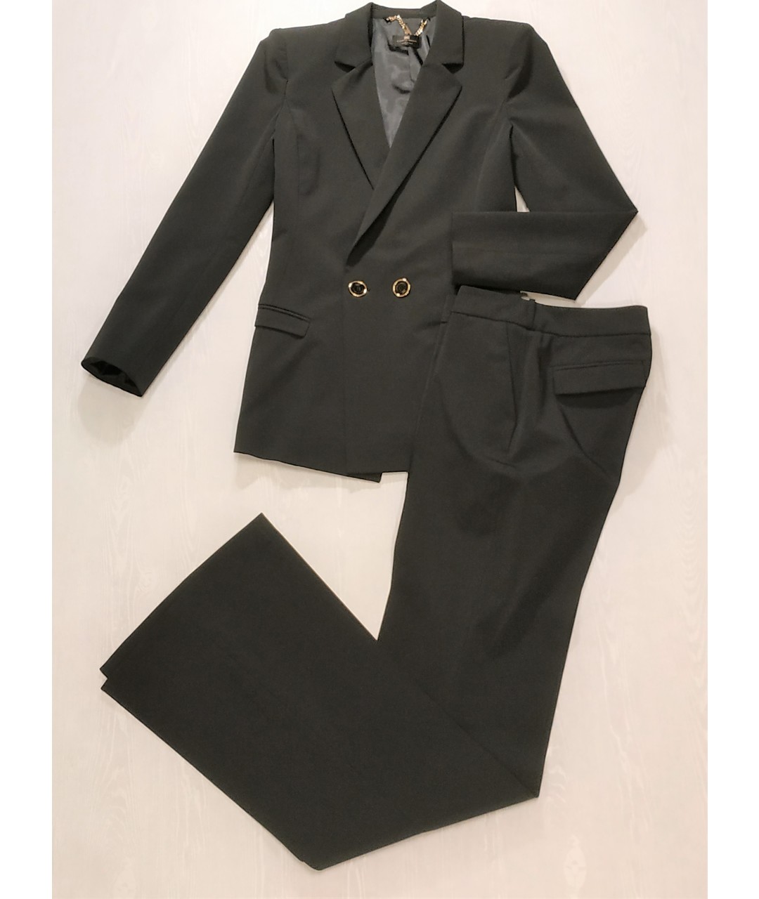 ELISABETTA FRANCHI Черный полиэстеровый костюм с брюками, фото 4