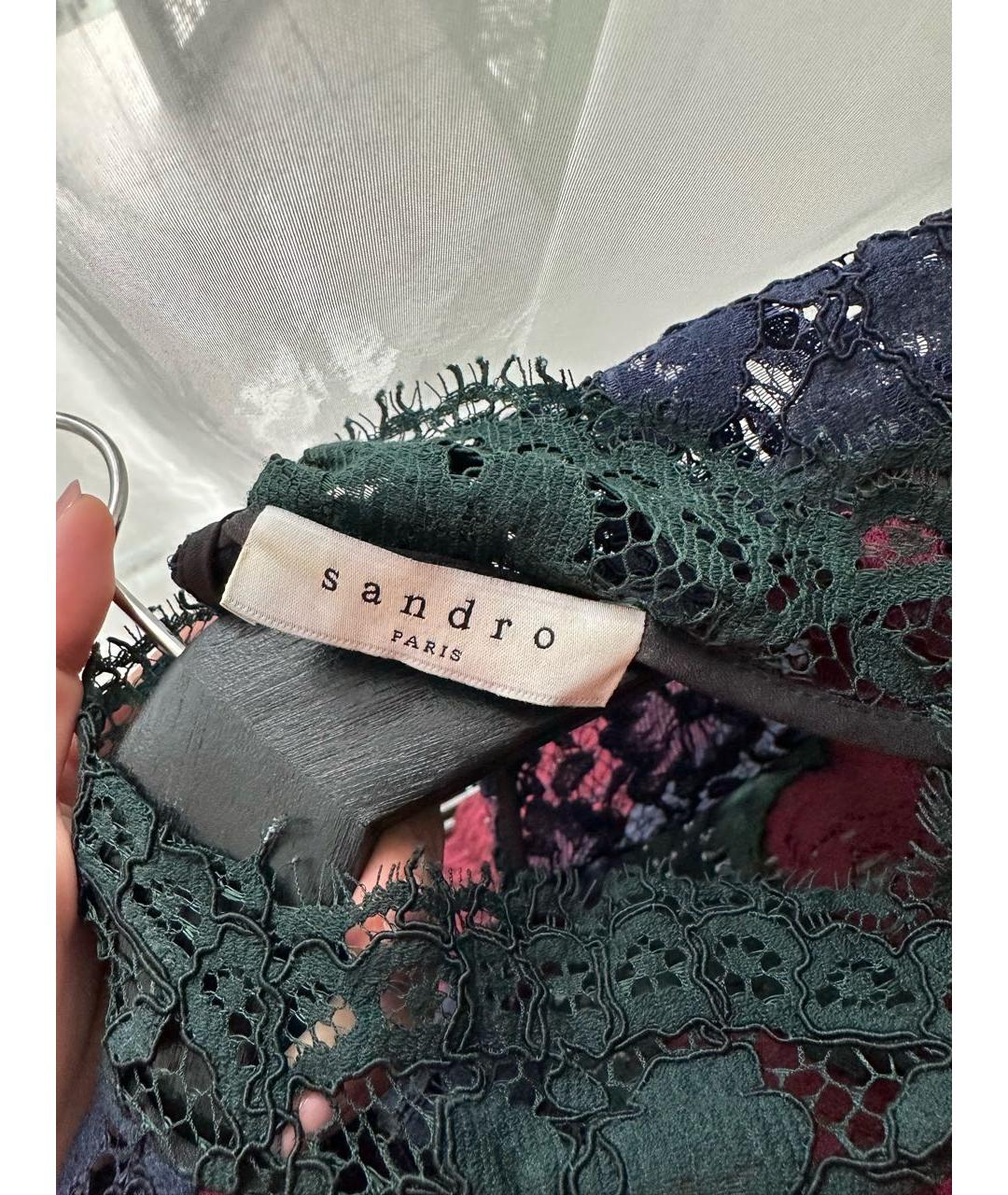SANDRO Темно-синяя кружевная рубашка, фото 5