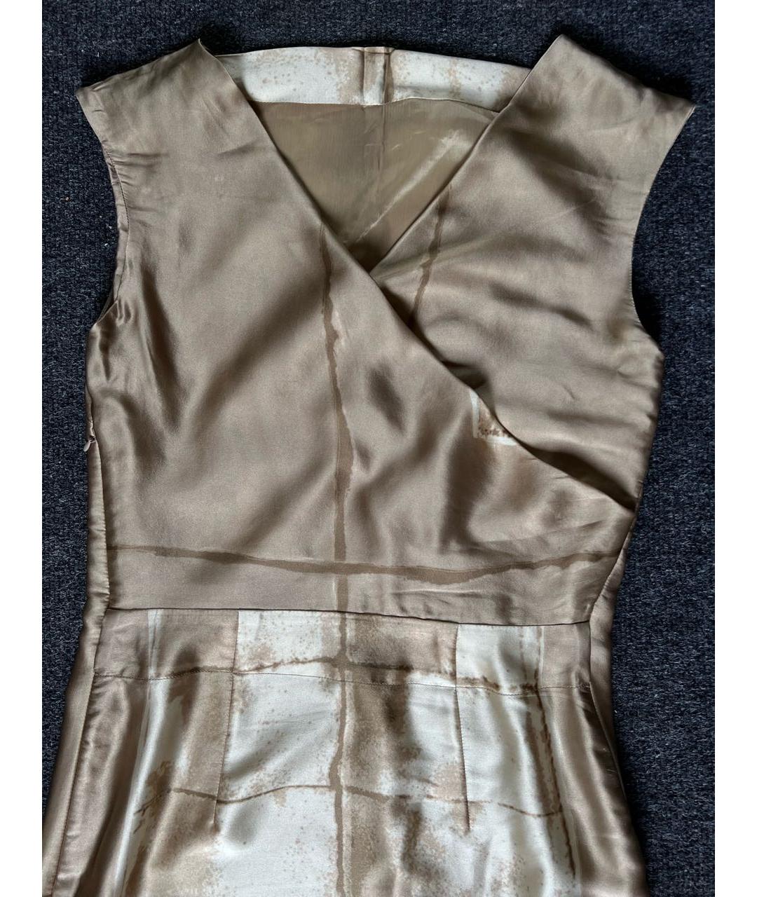 ALBERTA FERRETTI Бежевое шелковое коктейльное платье, фото 2