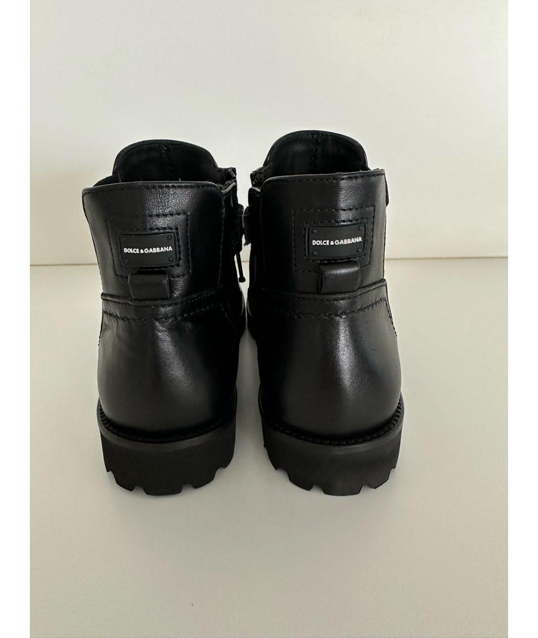 DOLCE&GABBANA Черные кожаные ботинки, фото 5