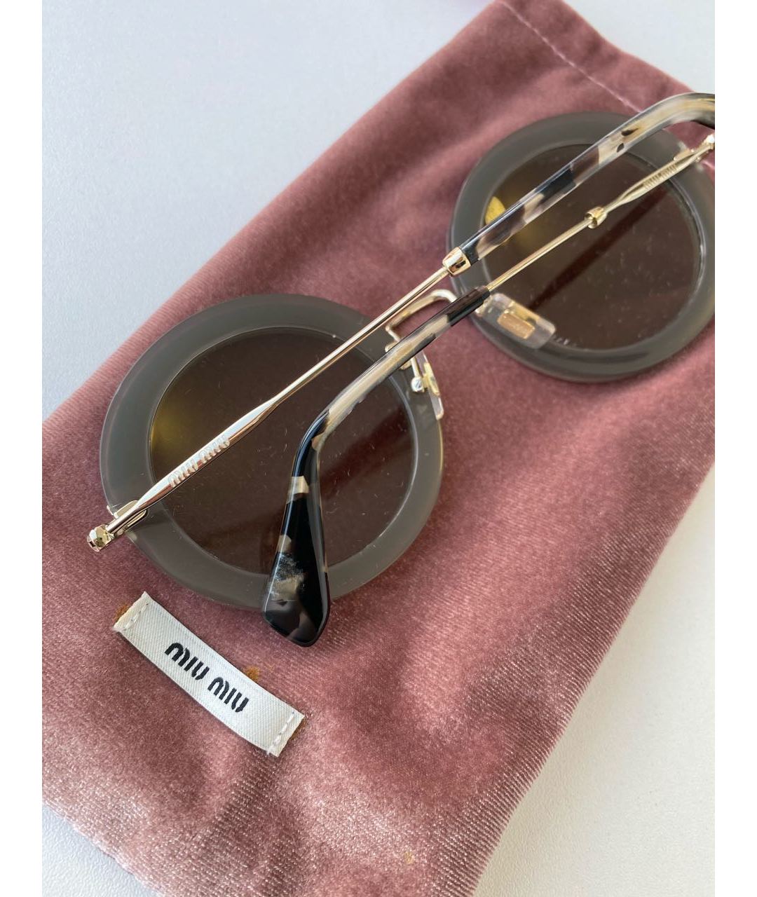 MIU MIU Бирюзовые металлические солнцезащитные очки, фото 8