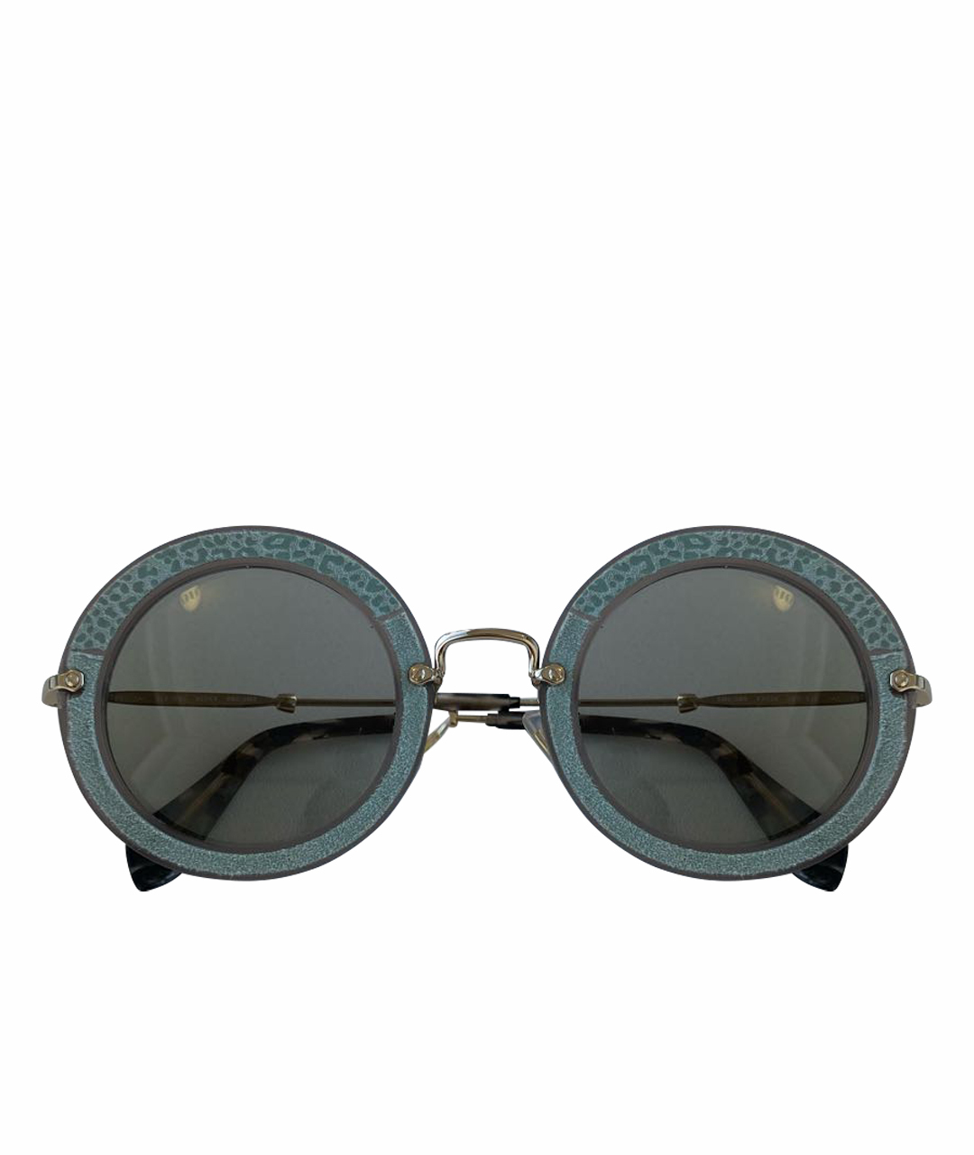 MIU MIU Бирюзовые металлические солнцезащитные очки, фото 1