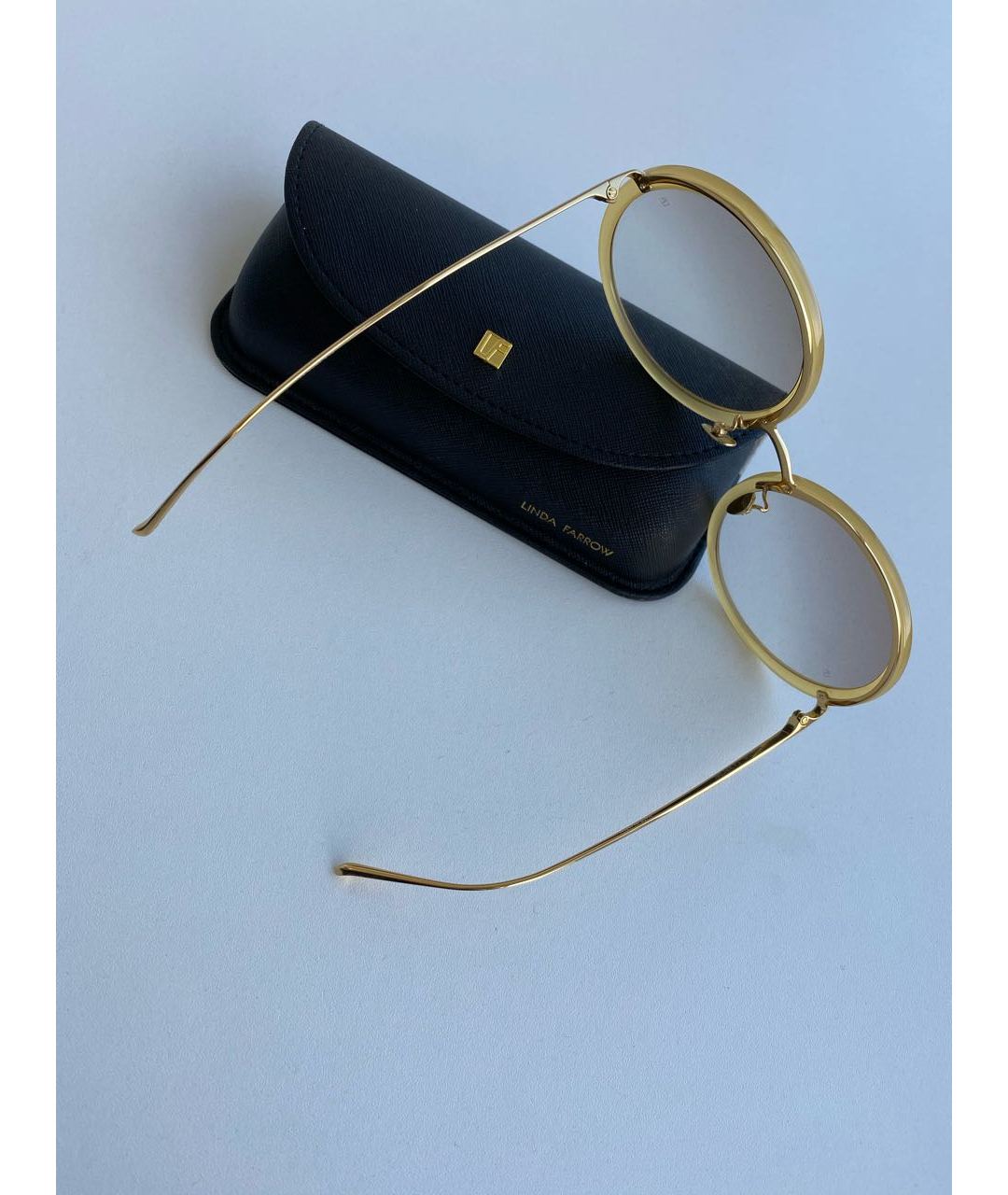 LINDA FARROW Желтые металлические солнцезащитные очки, фото 7