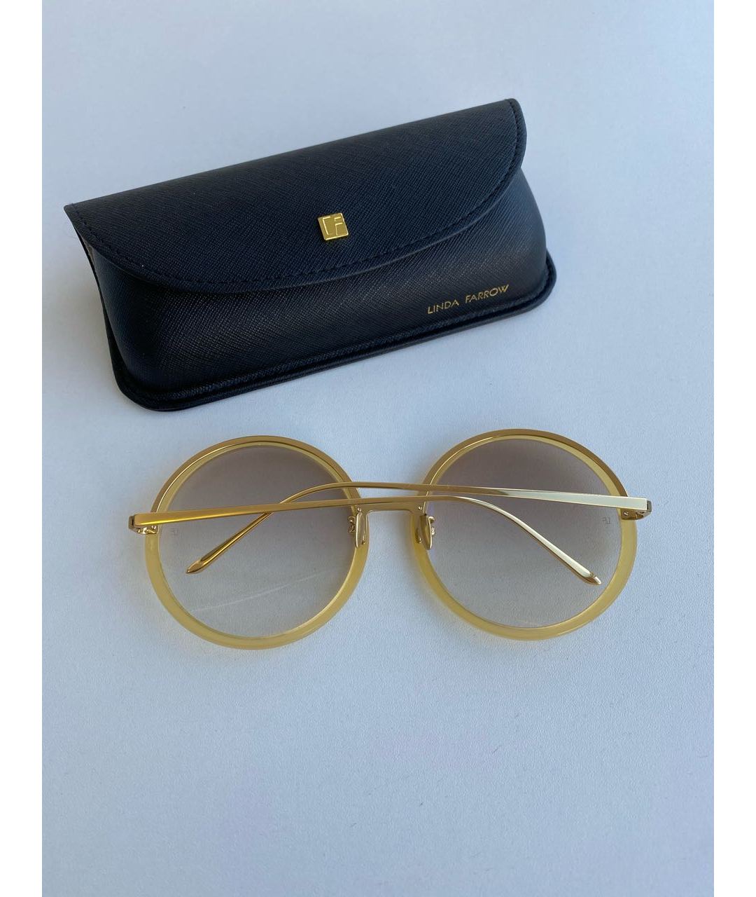 LINDA FARROW Желтые металлические солнцезащитные очки, фото 2
