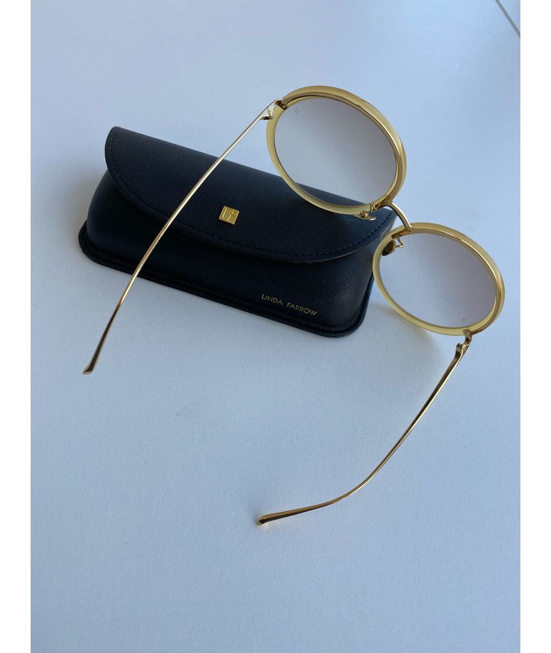 LINDA FARROW Желтые металлические солнцезащитные очки, фото 4