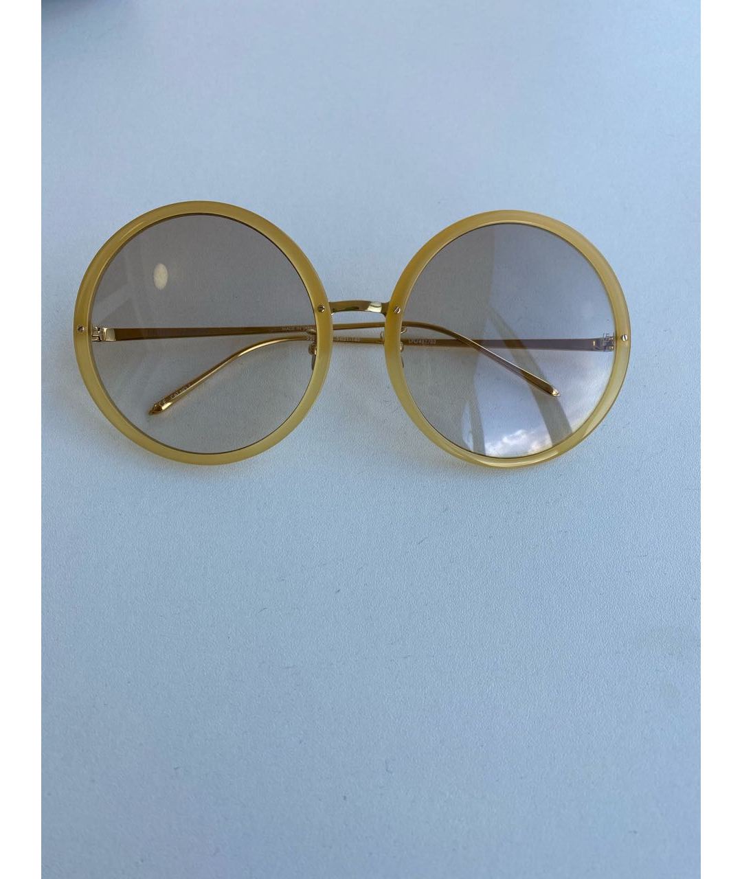 LINDA FARROW Желтые металлические солнцезащитные очки, фото 9