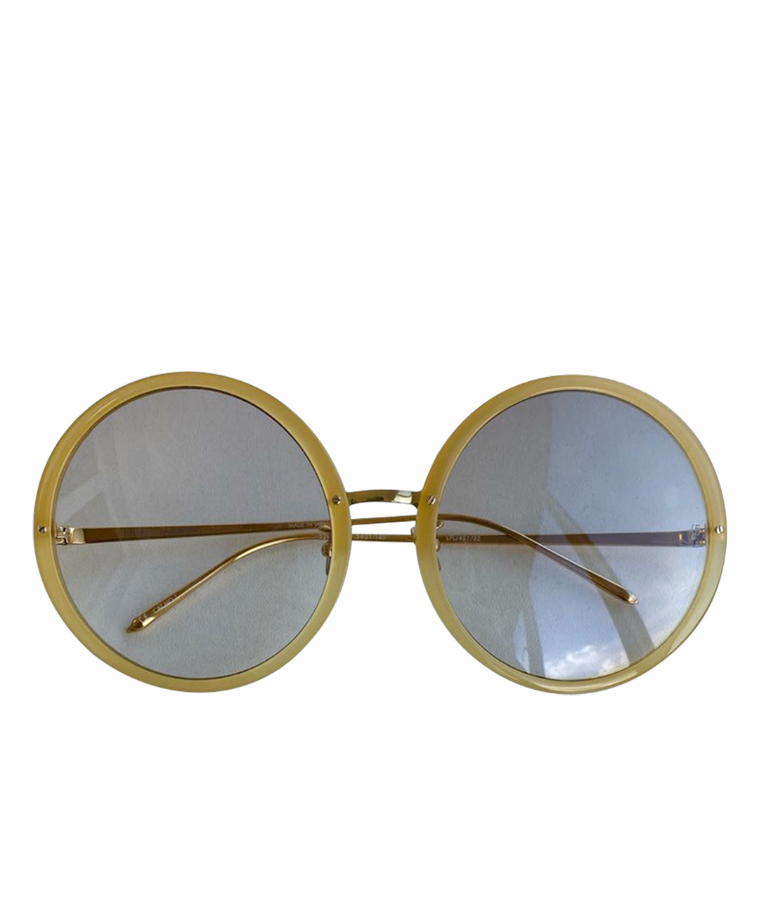 LINDA FARROW Желтые металлические солнцезащитные очки, фото 1