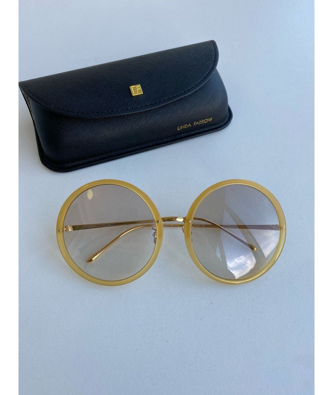 LINDA FARROW Желтые металлические солнцезащитные очки, фото 8