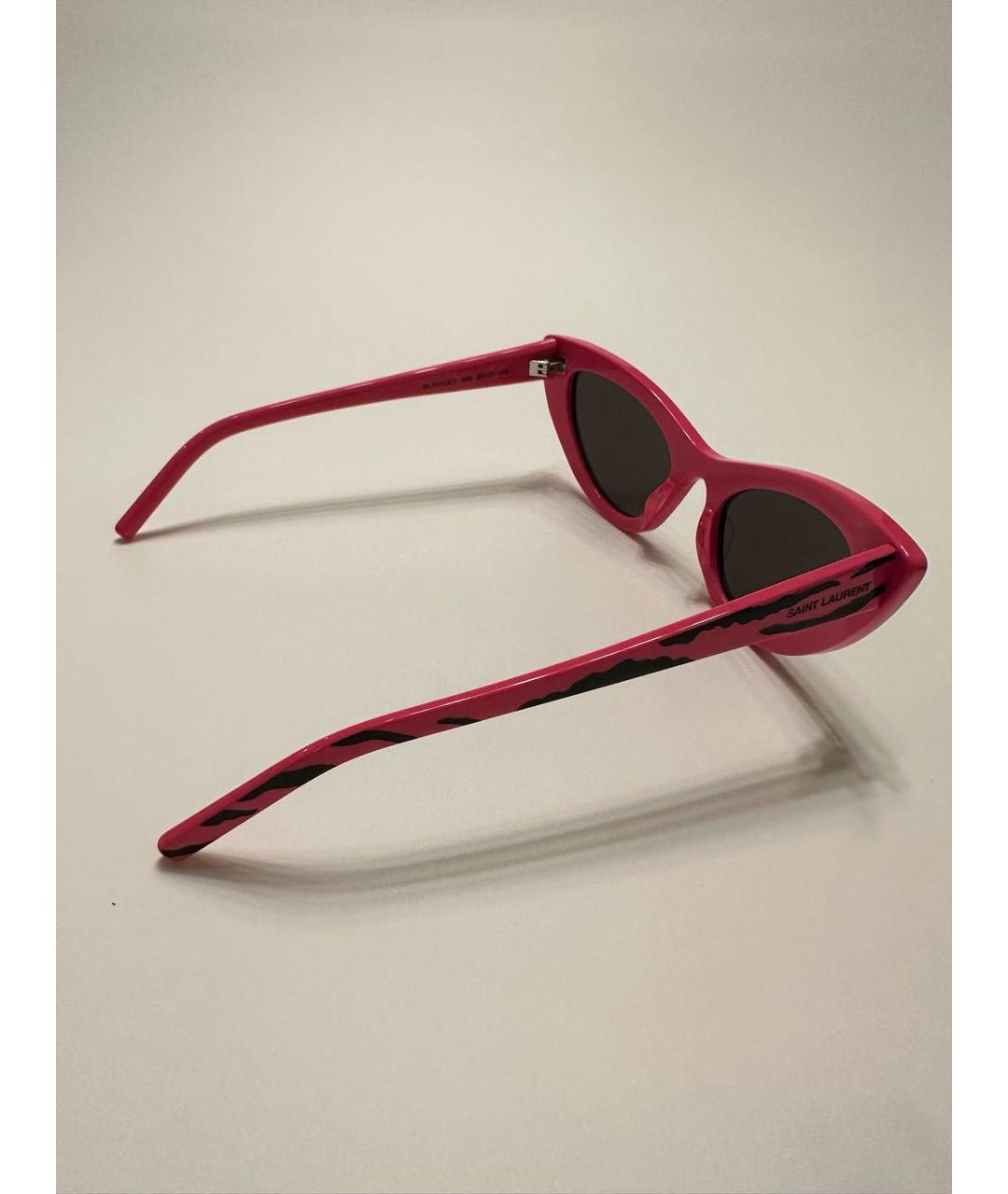 SAINT LAURENT Фуксия пластиковые солнцезащитные очки, фото 3
