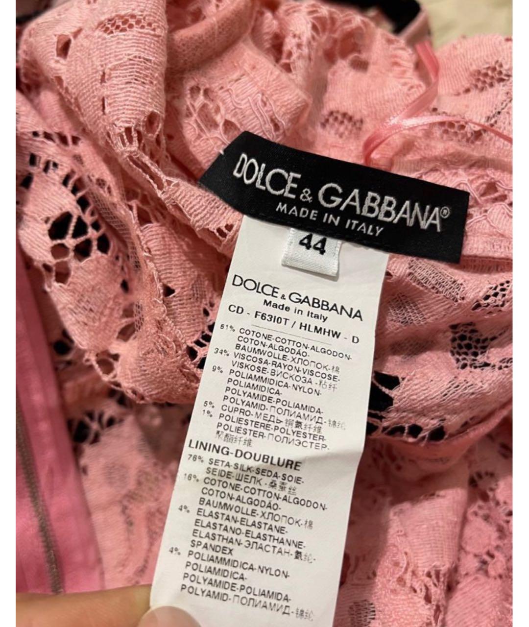 DOLCE&GABBANA Розовое хлопковое коктейльное платье, фото 3