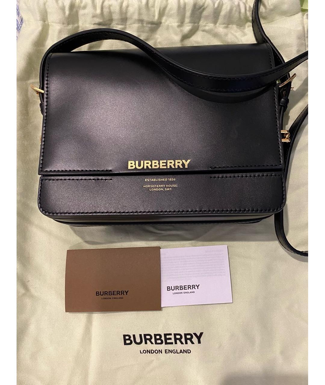 BURBERRY Черная кожаная сумка через плечо, фото 8