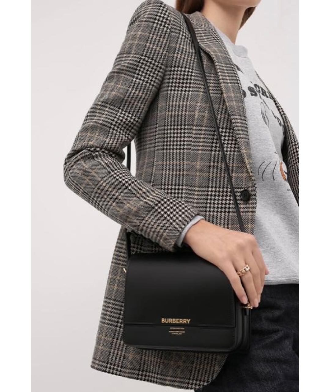 BURBERRY Черная кожаная сумка через плечо, фото 7