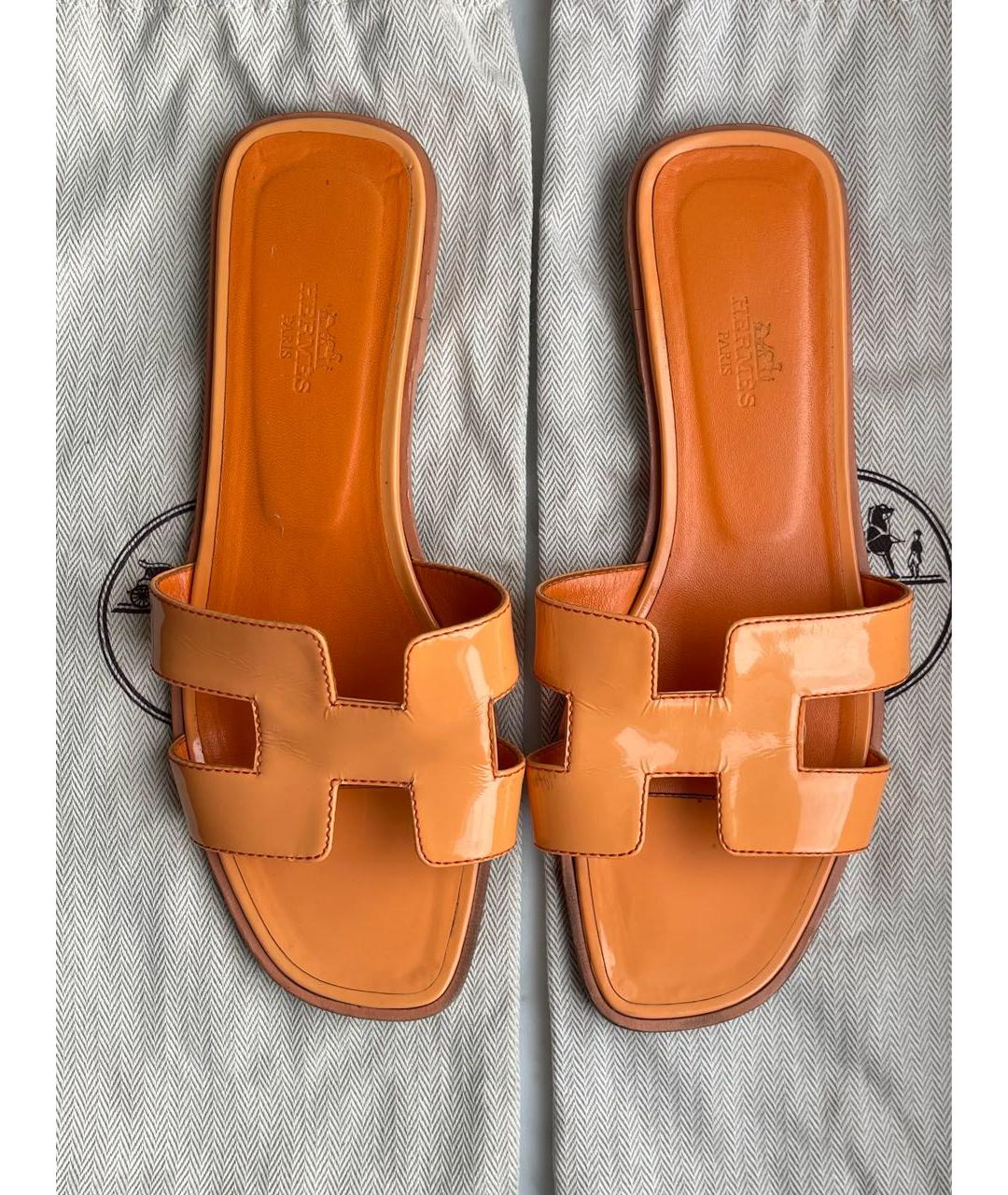 HERMES Кожаные шлепанцы, фото 9