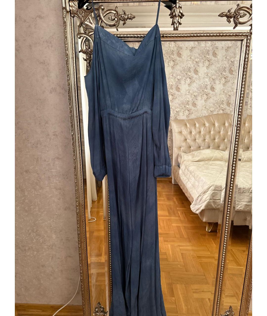 BALMAIN Синее шелковое вечернее платье, фото 5