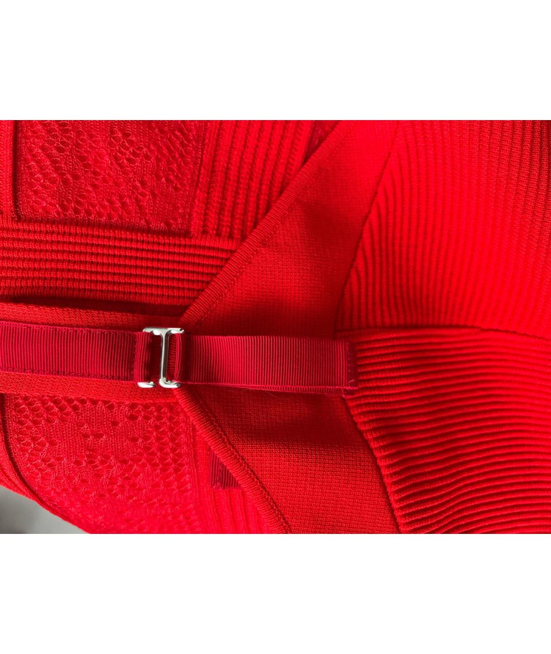 ALEXANDER MCQUEEN Красное кружевное повседневное платье, фото 4