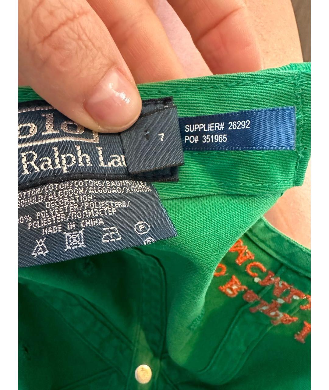 POLO RALPH LAUREN Зеленая хлопковая кепка, фото 3