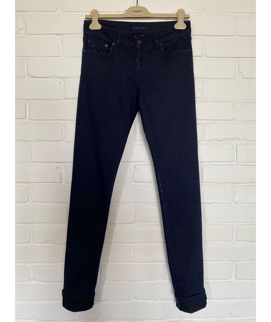 PRADA Темно-синие хлопко-эластановые джинсы слим, фото 7