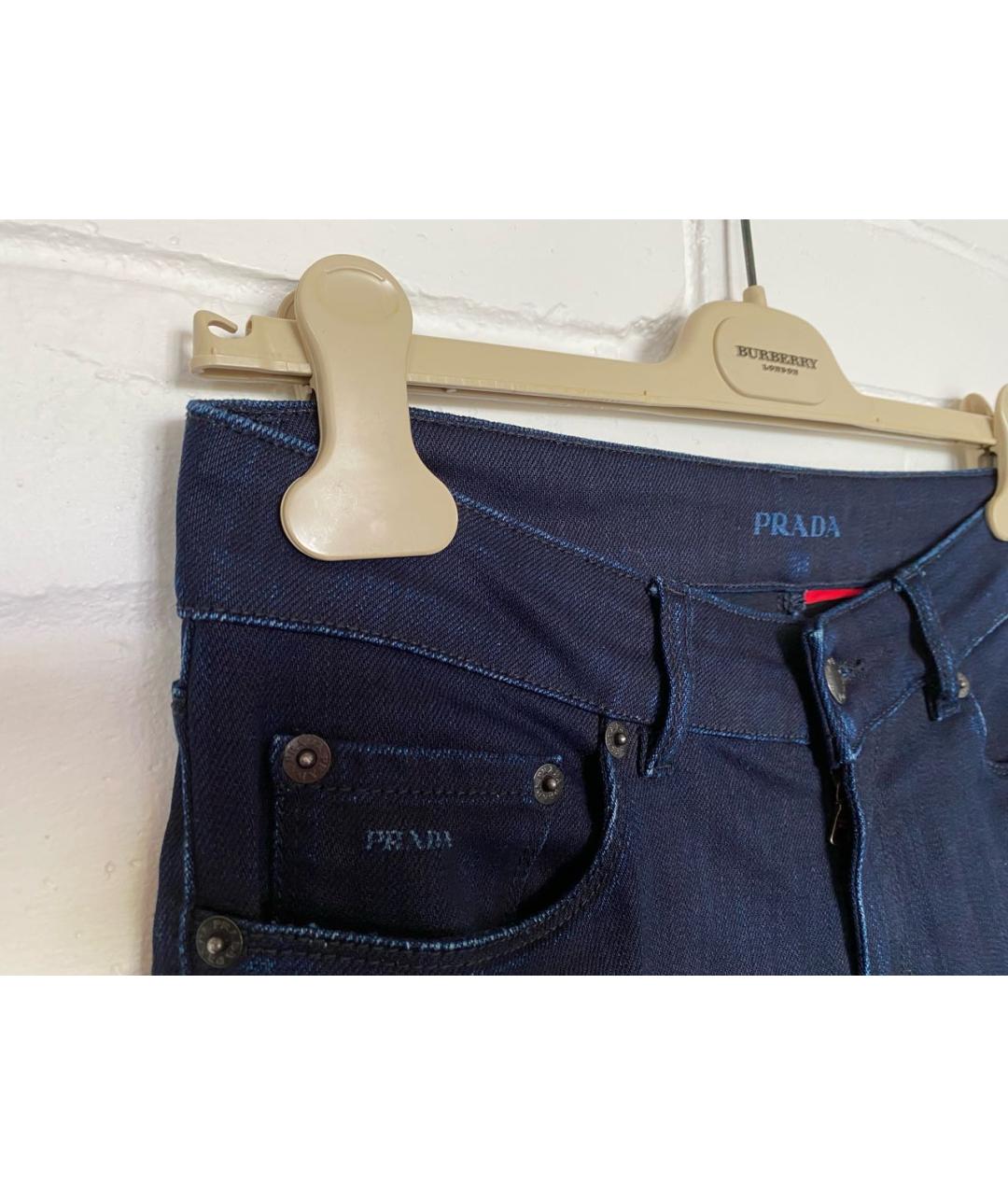 PRADA Темно-синие хлопко-эластановые джинсы слим, фото 3