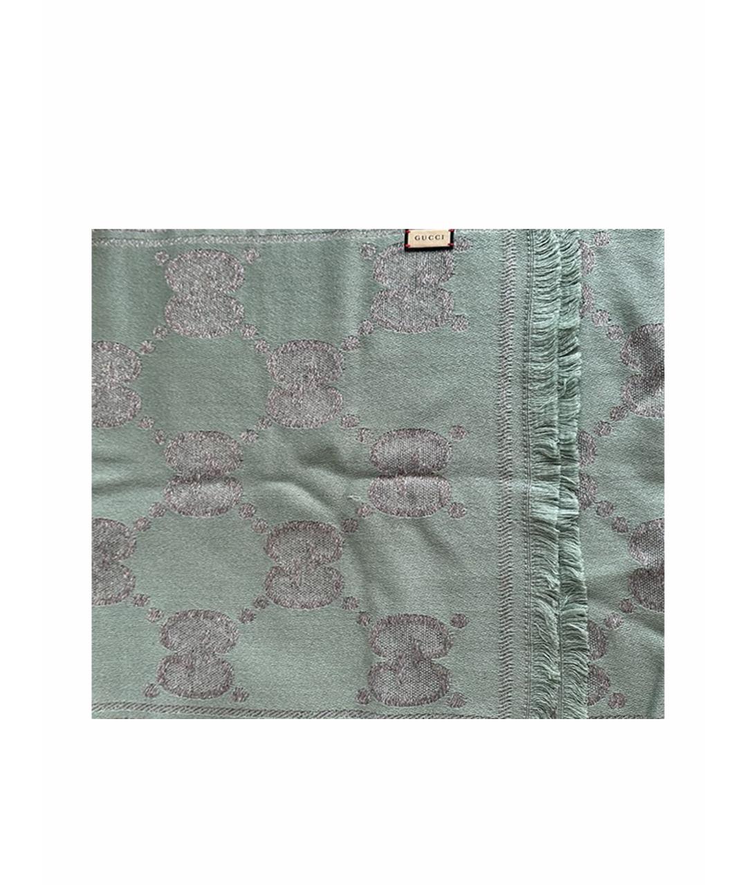 GUCCI Бирюзовый шерстяной шарф, фото 1