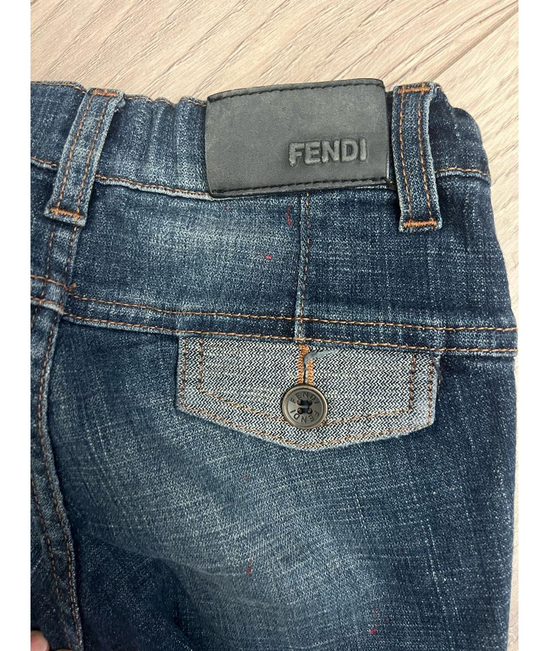 FENDI Темно-синие хлопковые детские джинсы, фото 4