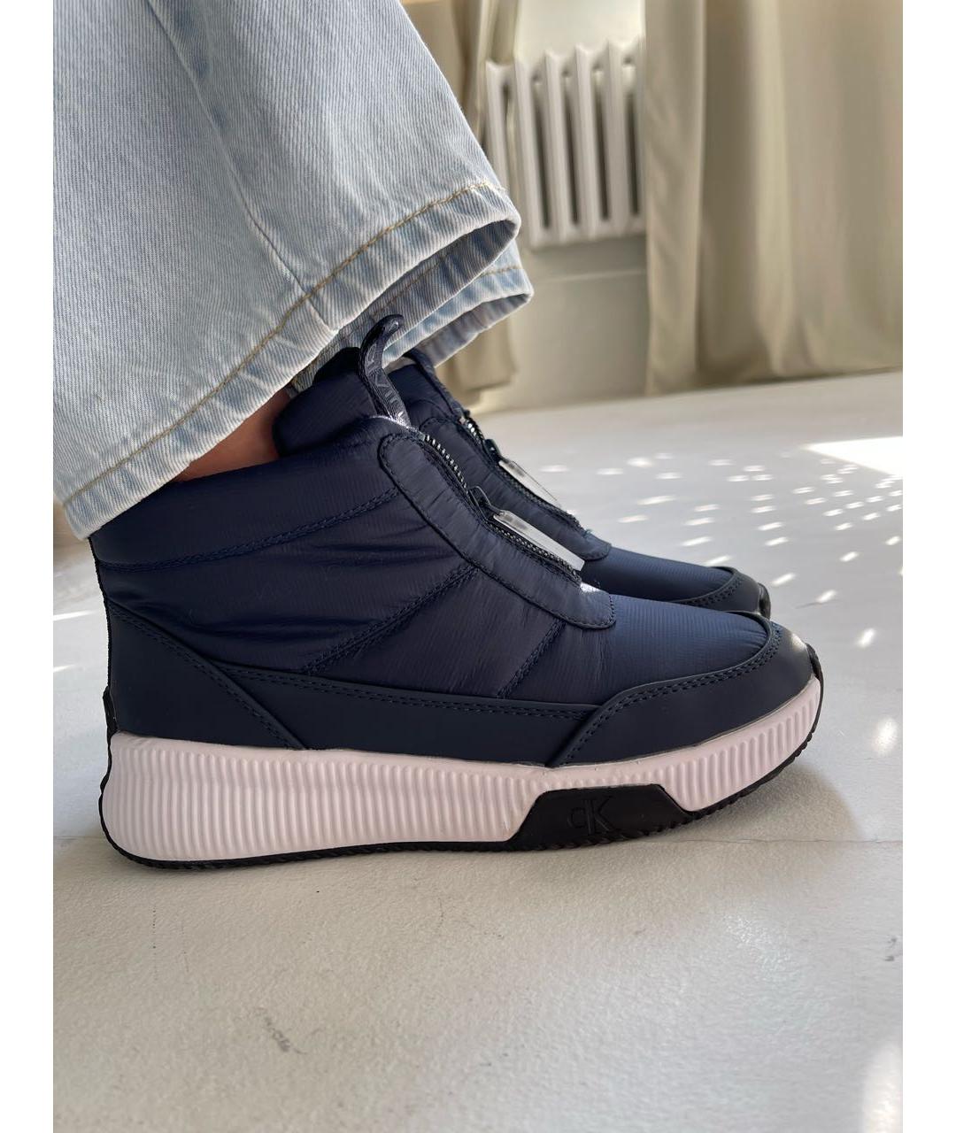 CALVIN KLEIN Темно-синие синтетические ботинки, фото 9