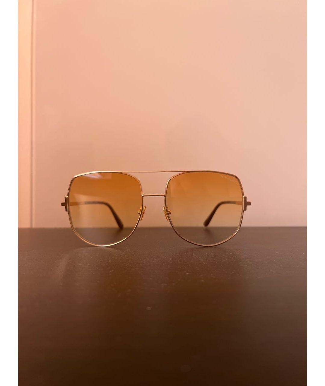 TOM FORD Золотые металлические солнцезащитные очки, фото 7