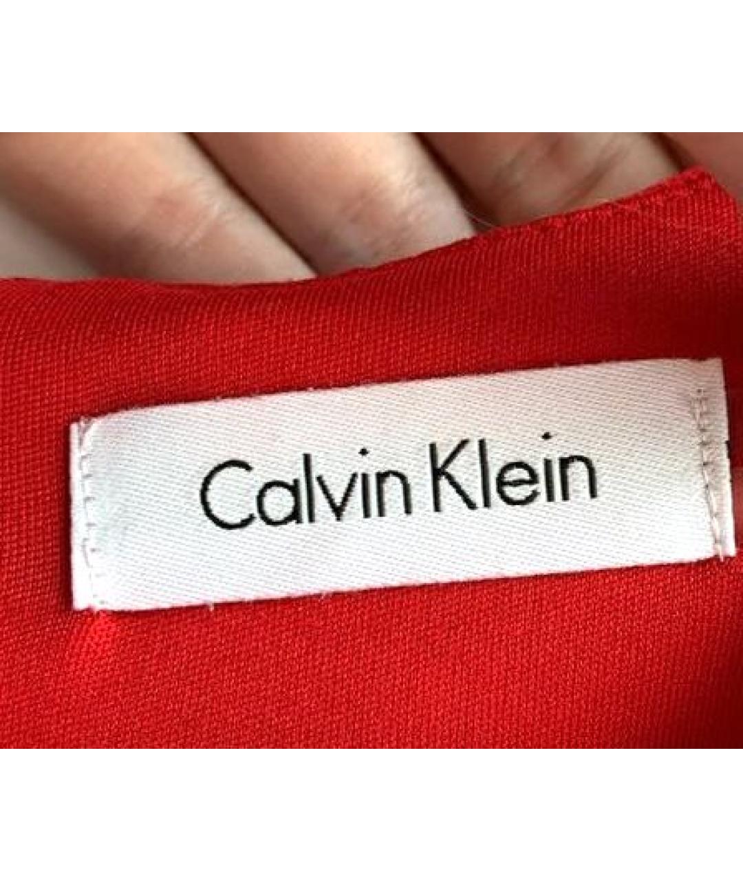 CALVIN KLEIN Красное полиэстеровое коктейльное платье, фото 7