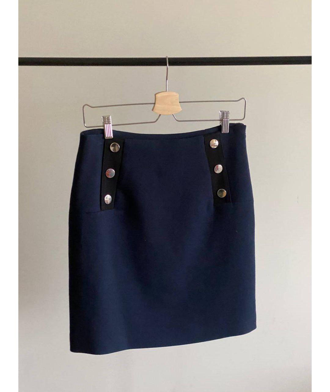 Claudie Pierlot Темно-синяя полиэстеровая юбка мини, фото 5