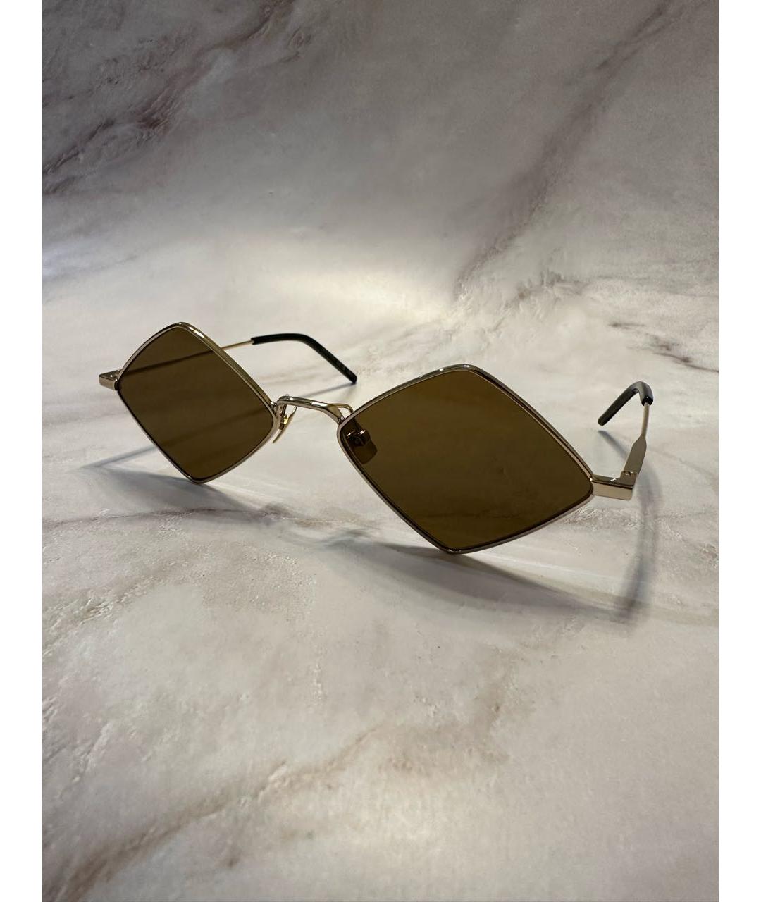 SAINT LAURENT Хаки металлические солнцезащитные очки, фото 6