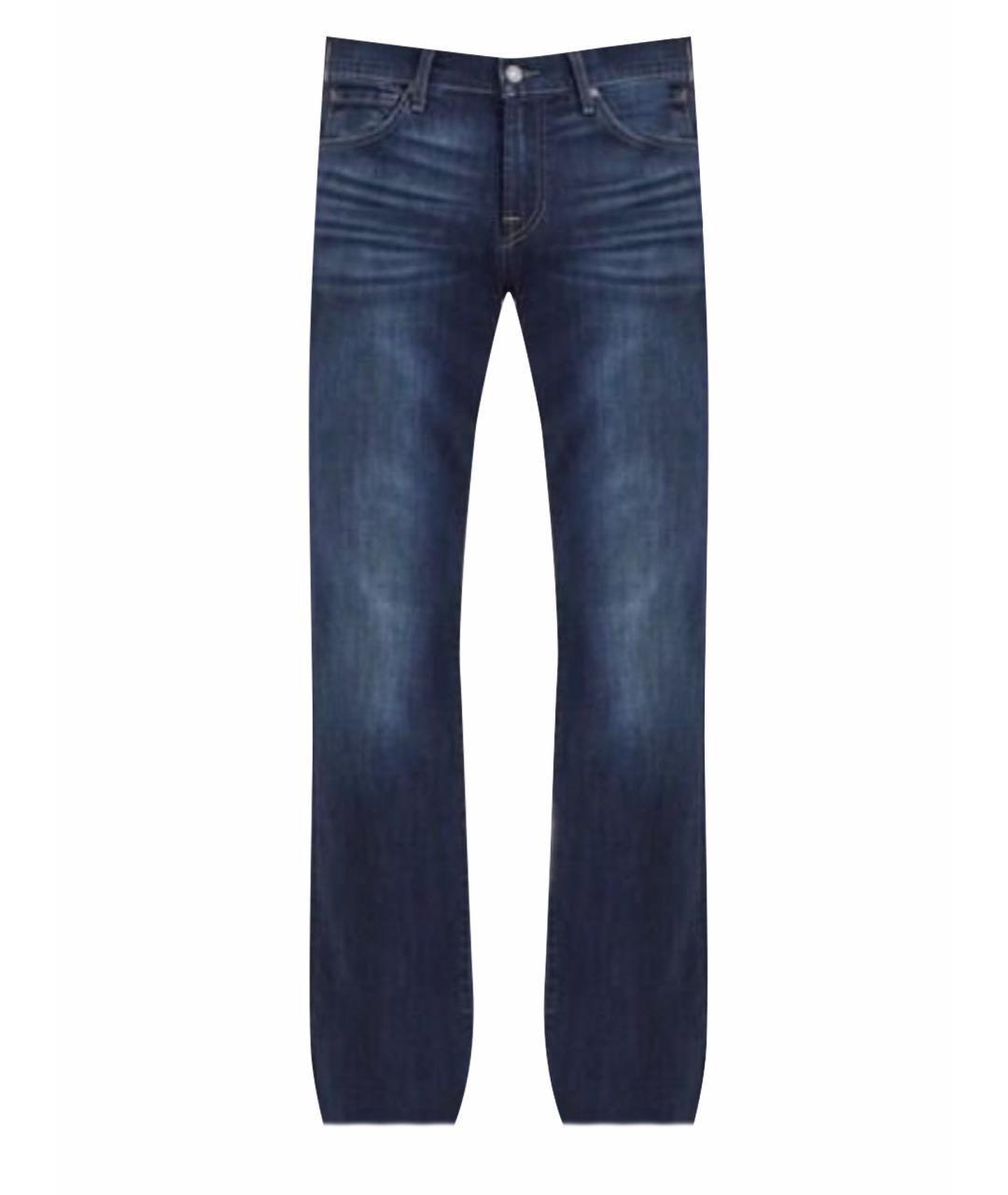 7 FOR ALL MANKIND Темно-синие хлопко-полиэстеровые прямые джинсы, фото 1