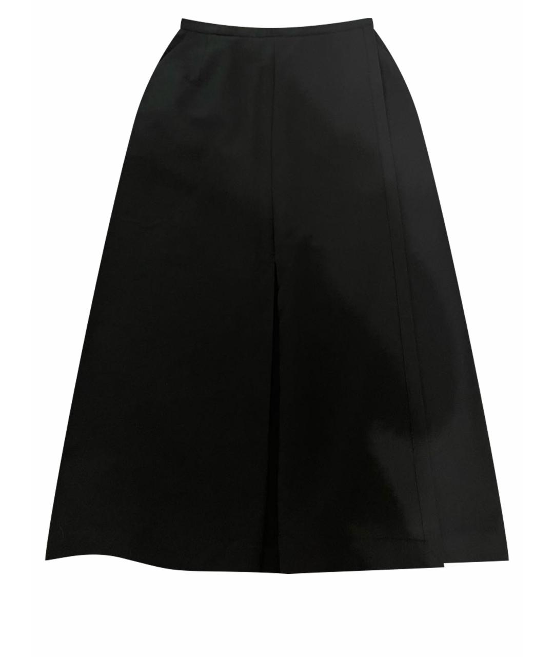 12 STOREEZ Черная хлопко-эластановая юбка миди, фото 1