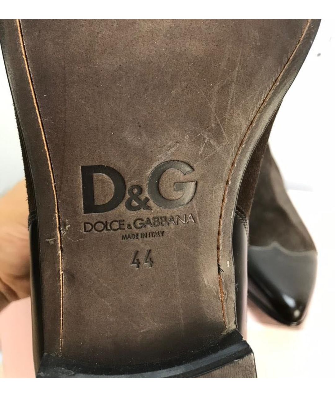 DOLCE&GABBANA Коричневые замшевые высокие ботинки, фото 5