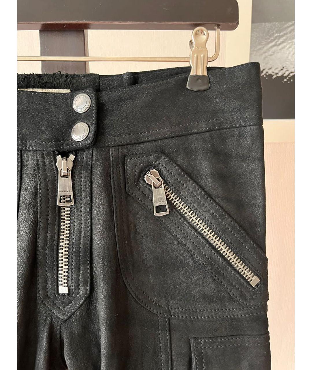 BURBERRY Черные замшевые прямые брюки, фото 5