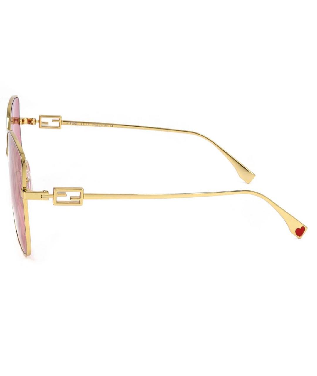 FENDI Розовые металлические солнцезащитные очки, фото 3