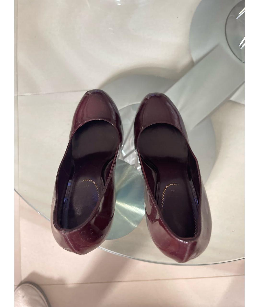 YVES SAINT LAURENT VINTAGE Бордовые туфли из лакированной кожи, фото 3