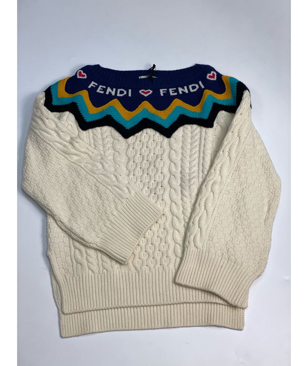 FENDI Белый кашемировый джемпер / свитер, фото 8