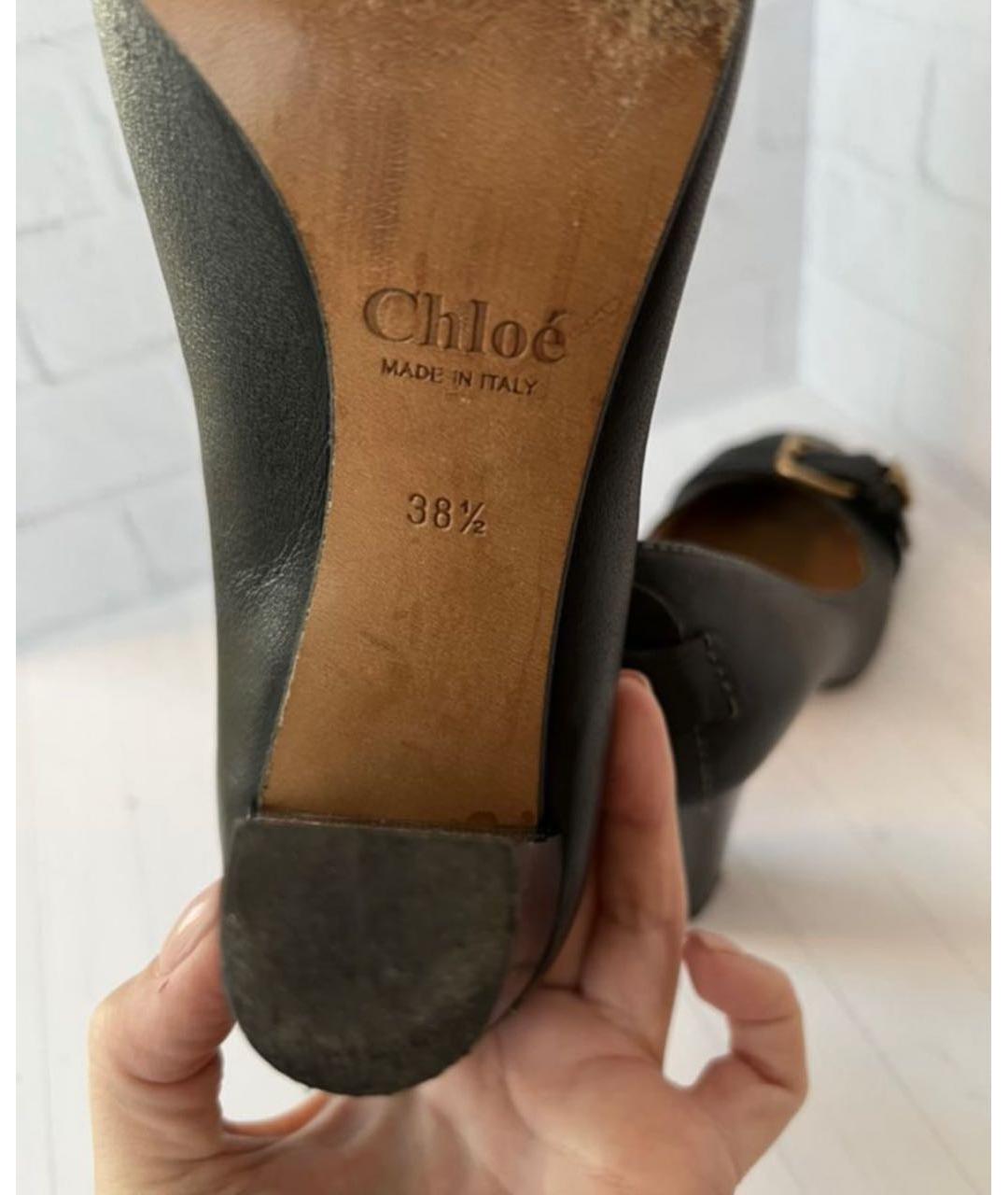 CHLOE Черные кожаные туфли, фото 8