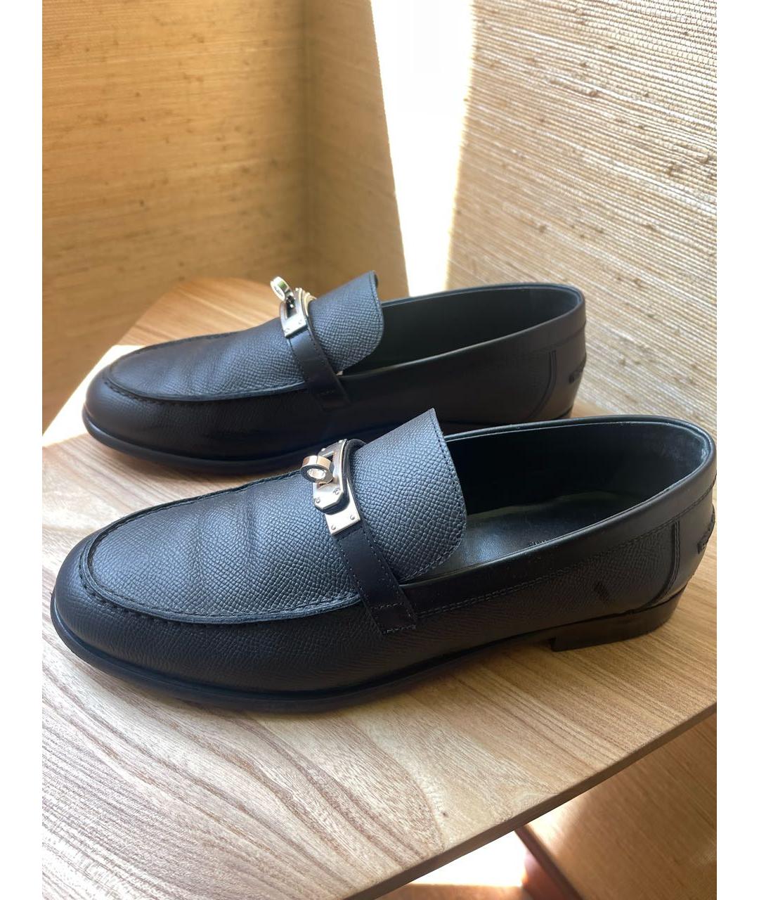 HERMES Черные кожаные лоферы, фото 5