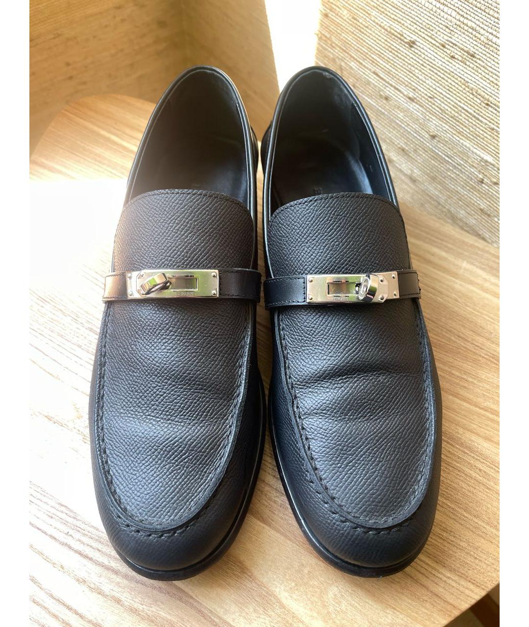 HERMES Черные кожаные лоферы, фото 2