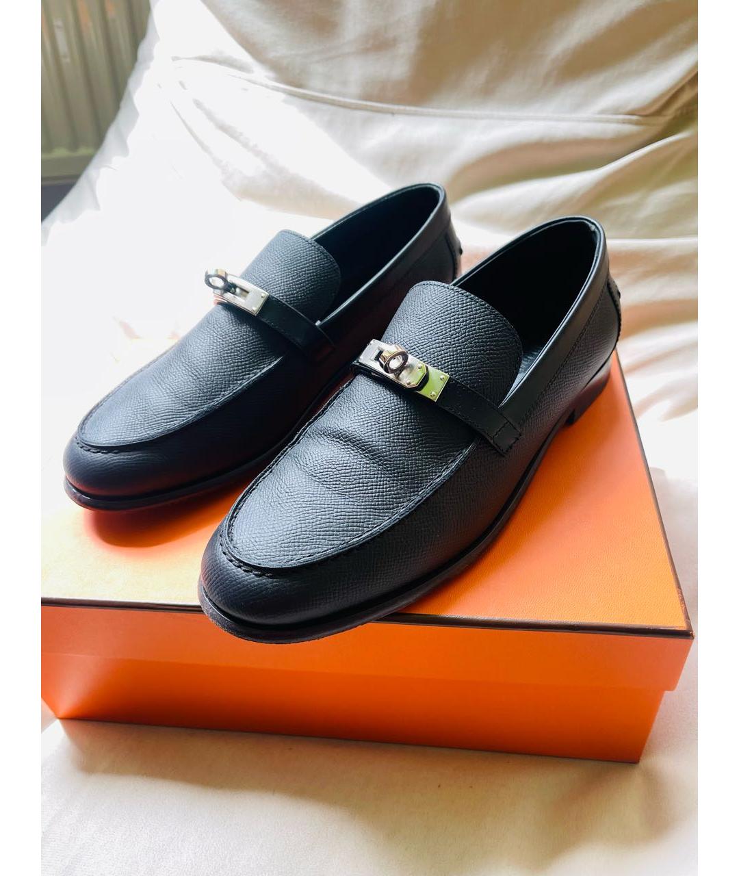 HERMES Черные кожаные лоферы, фото 3