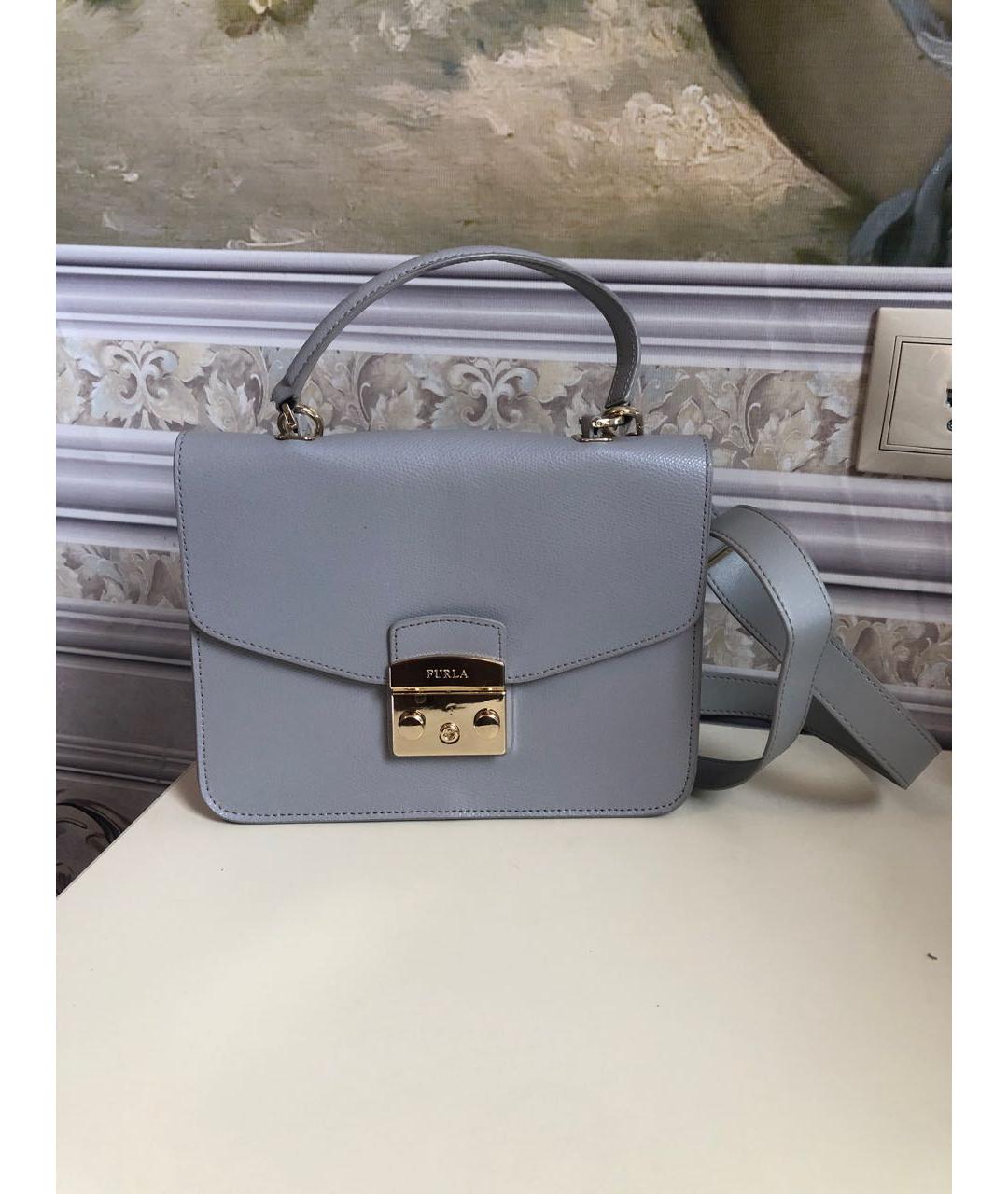 FURLA Серая кожаная сумка через плечо, фото 9