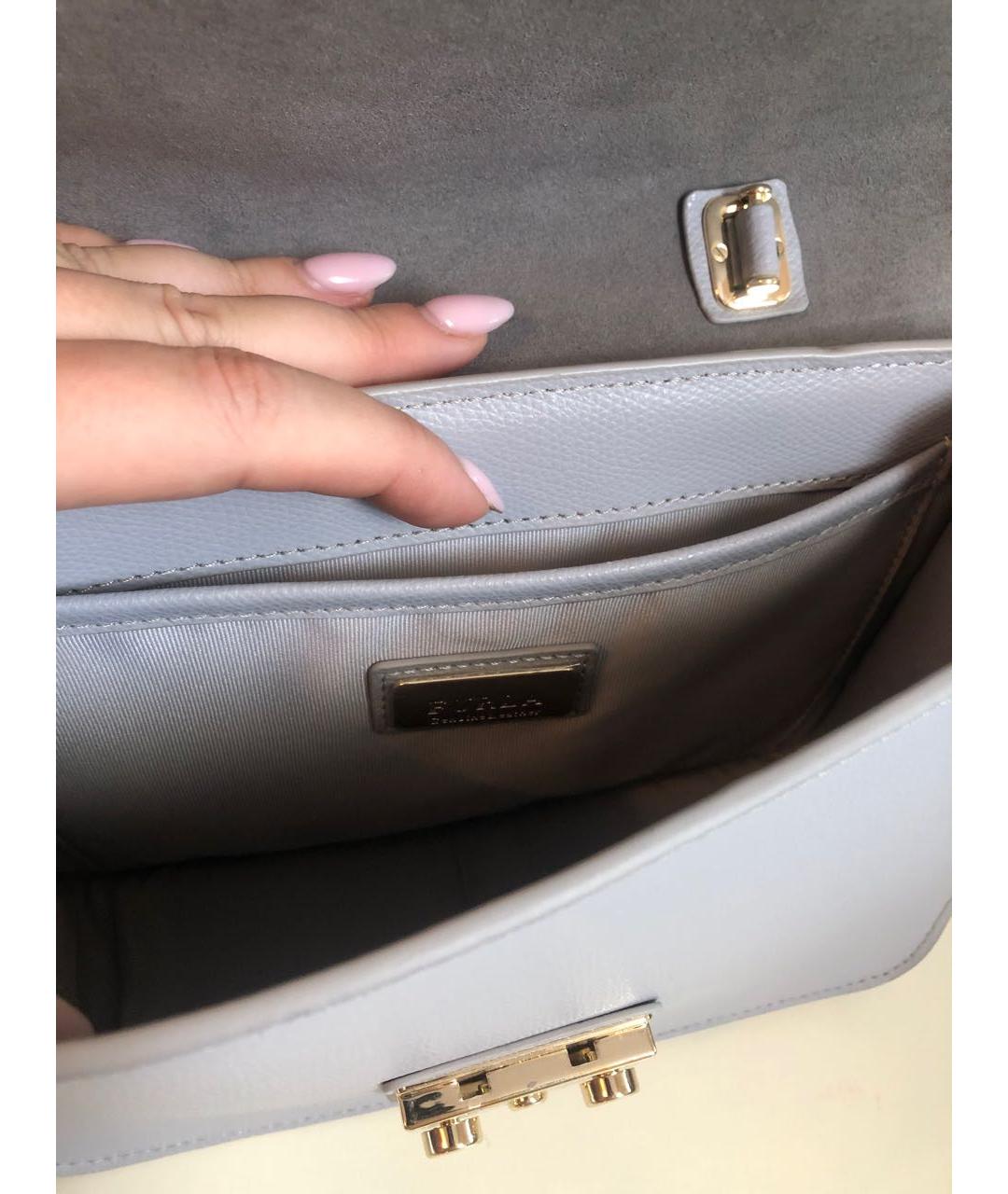 FURLA Серая кожаная сумка через плечо, фото 4