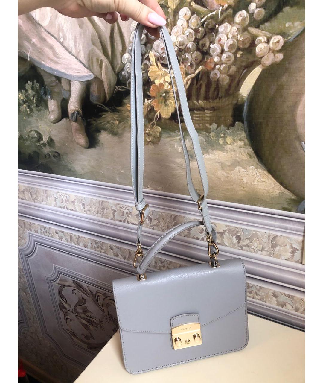 FURLA Серая кожаная сумка через плечо, фото 5