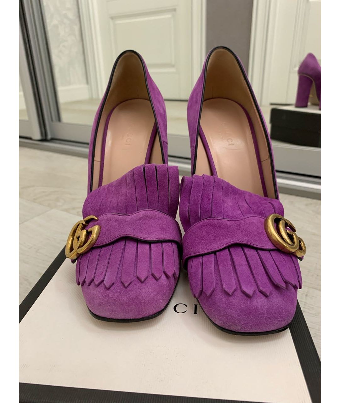 GUCCI Фиолетовые замшевые туфли, фото 8